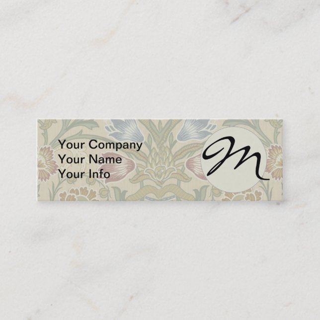 William Morris Brocade Floral Wallpaper Pattern Mini Business Card (Front)
