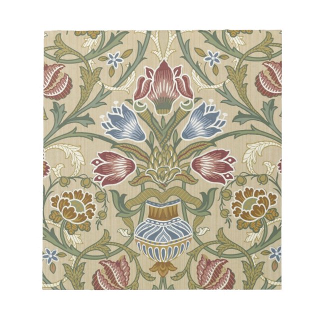 William Morris Brocade Floral Wallpaper Pattern Notepad (Front)
