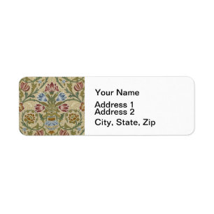 William Morris Brocade Floral Wallpaper Pattern Return Address Label