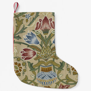 William Morris Brocade Floral Wallpaper Pattern Small Christmas Stocking