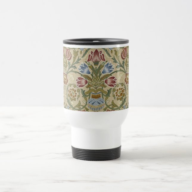 William Morris Brocade Floral Wallpaper Pattern Travel Mug (Center)