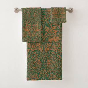 William Morris Brother Rabbit Amber Black Pattern Bath Towel Set