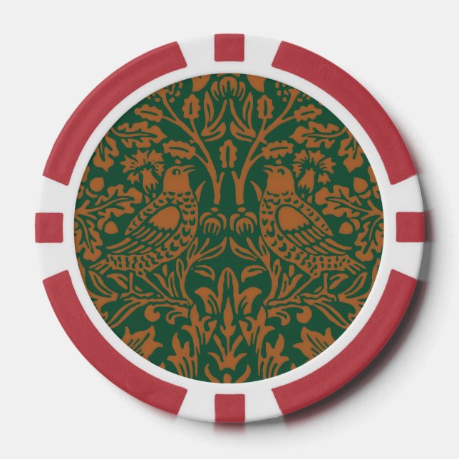 William Morris Brother Rabbit Amber Black Pattern Poker Chips (Front)