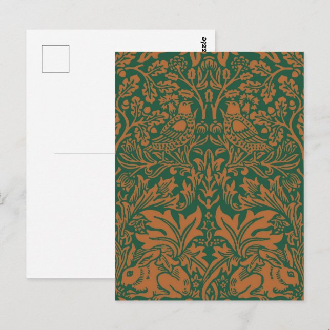 William Morris Brother Rabbit Amber Black Pattern Postcard (Front/Back)