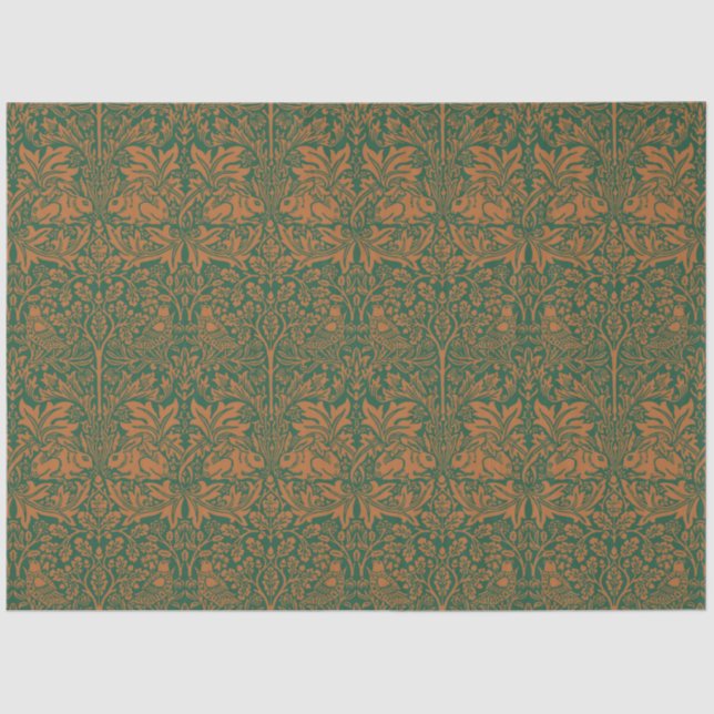 William Morris Brother Rabbit Amber Black Pattern Tissue Paper (Front)
