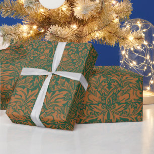 William Morris Brother Rabbit Amber Black Pattern Wrapping Paper