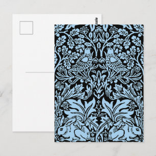 William Morris Brother Rabbit Light Blue Black Postcard