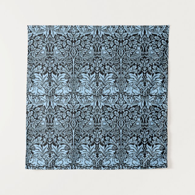 William Morris Brother Rabbit Light Blue Black Tapestry (Front)