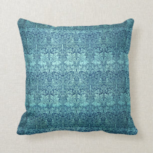 William Morris Brother Rabbit Pattern in Blue Cushion