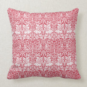 William Morris Brother Rabbit Red Vintage Pattern Cushion