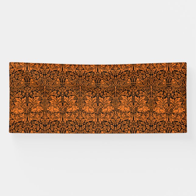 William Morris Brother Rabbit Rust Black Pattern Banner (Horizontal)