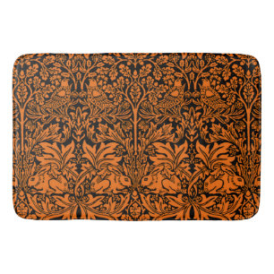 William Morris Brother Rabbit Rust Black Pattern Bath Mat