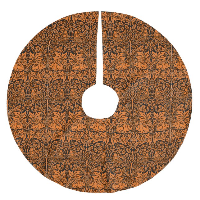 William Morris Brother Rabbit Rust Black Pattern Brushed Polyester Tree Skirt (Front)