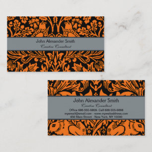 William Morris Brother Rabbit Rust Black Pattern Business Card