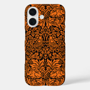 William Morris Brother Rabbit Rust Black Pattern iPhone 16 Case