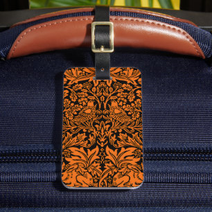 William Morris Brother Rabbit Rust Black Pattern Luggage Tag