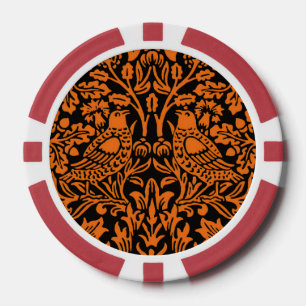 William Morris Brother Rabbit Rust Black Pattern Poker Chips