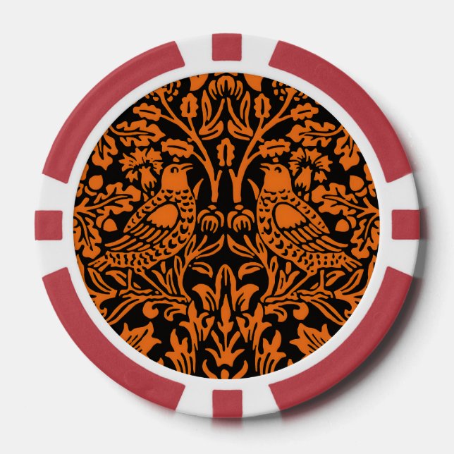 William Morris Brother Rabbit Rust Black Pattern Poker Chips (Front)