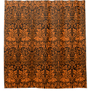 William Morris Brother Rabbit Rust Black Pattern Shower Curtain