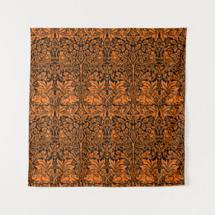 William Morris Brother Rabbit Rust Black Pattern Tapestry
