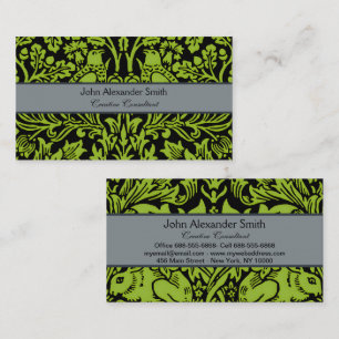 William Morris Brother Rabbit Sage Green Black Business Card