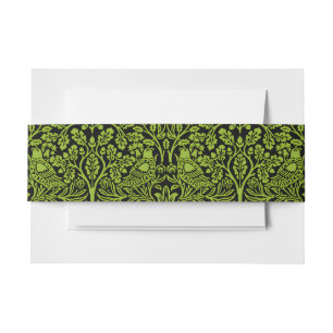 William Morris Brother Rabbit Sage Green Black Invitation Belly Band