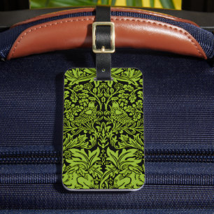 William Morris Brother Rabbit Sage Green Black Luggage Tag