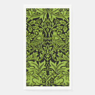 William Morris Brother Rabbit Sage Green Black Napkin
