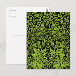 William Morris Brother Rabbit Sage Green Black Postcard