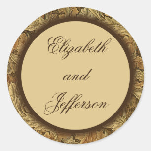 William Morris Brown Leaves Monogrammed Sticker