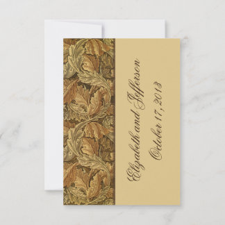 William Morris Brown Leaves Wedding RSVP Cards