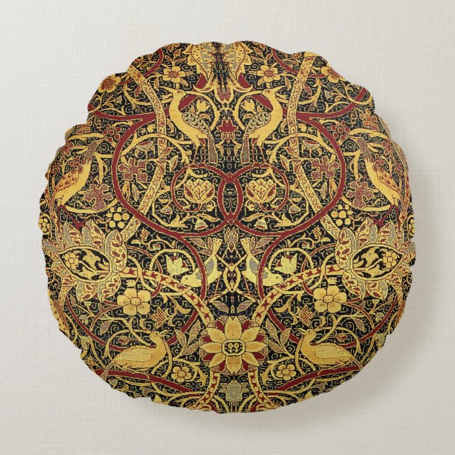 William Morris Bullerswood Faux Tapestry Round Cushion (Front)