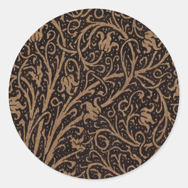William Morris Campion Tooled Leather Damask Classic Round Sticker (Front)