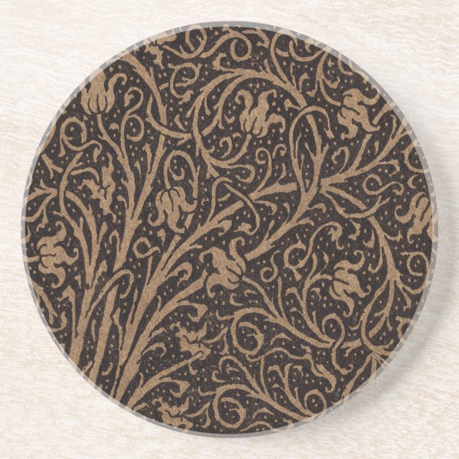 William Morris Campion Tooled Leather Damask Coaster (Front)