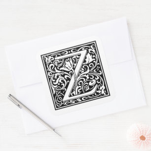 William Morris Capital Letter Z on White Square Sticker