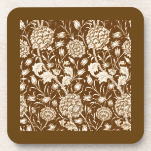 William Morris Carnation Print, Chocolate Brown  Coaster