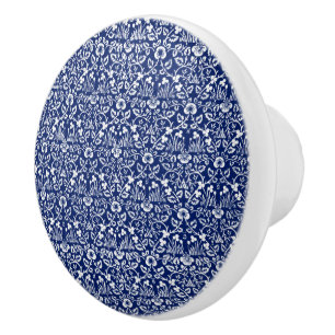 William Morris ceramic knob aesthetic blue decor