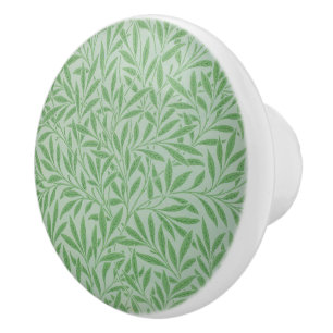 William Morris ceramic knob willow leaves green