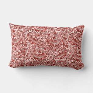 William Morris Cherry Red Larkspur Pattern Lumbar Cushion