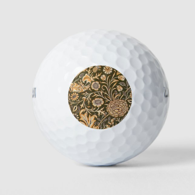 William Morris Cherwell Antique Floral Pattern Golf Balls (Front)