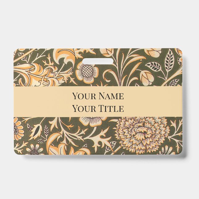 William Morris Cherwell Antique Floral Pattern ID Badge (Front)