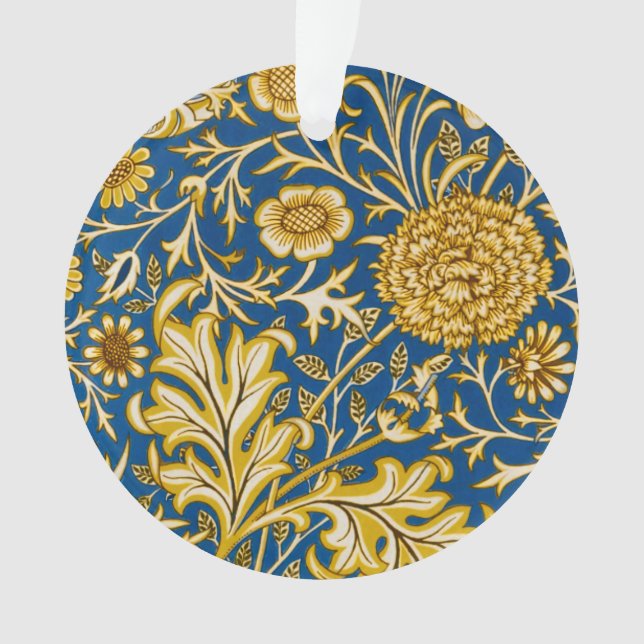 William Morris Cherwell Floral Pattern Blue Ornament (Front)