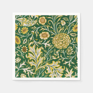 William Morris Cherwell Floral Pattern Green Napkin