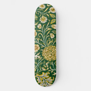 William Morris Cherwell Floral Pattern Green Skateboard