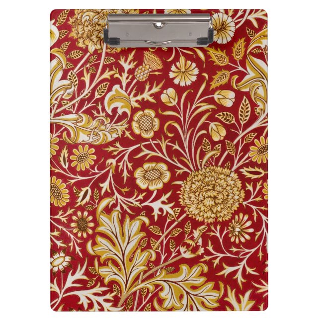 William Morris Cherwell Floral Pattern Red Clipboard (Front)