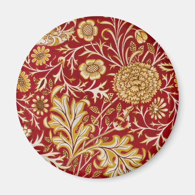 William Morris Cherwell Floral Pattern Red Magnet (Front)