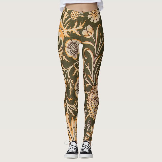 William Morris Cherwell Wallpaper Pattern Leggings (Front)