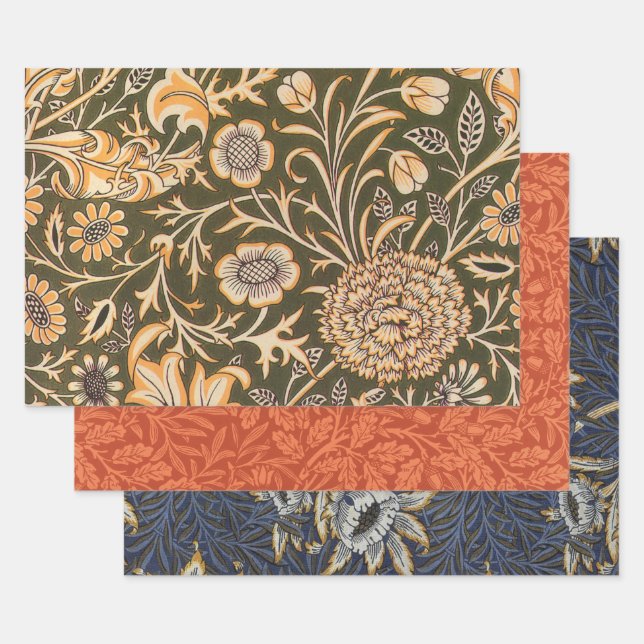 William Morris Cherwell Wallpaper Pattern Wrapping Paper Sheet (Set)