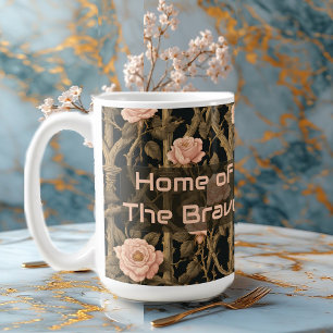 William Morris Chic Rose Trellis Home of the Brave Coffee Mug
