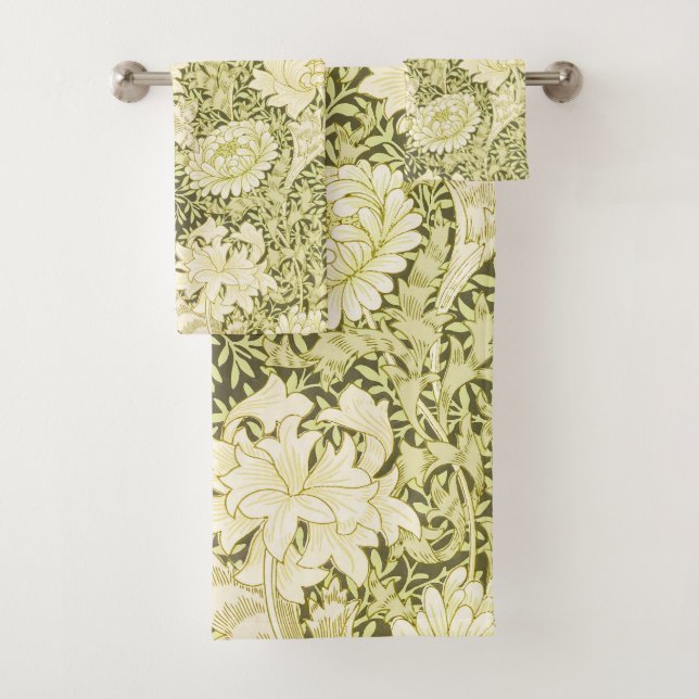 William Morris Chrysanthemum Floral Pattern Bath Towel Set (Insitu)